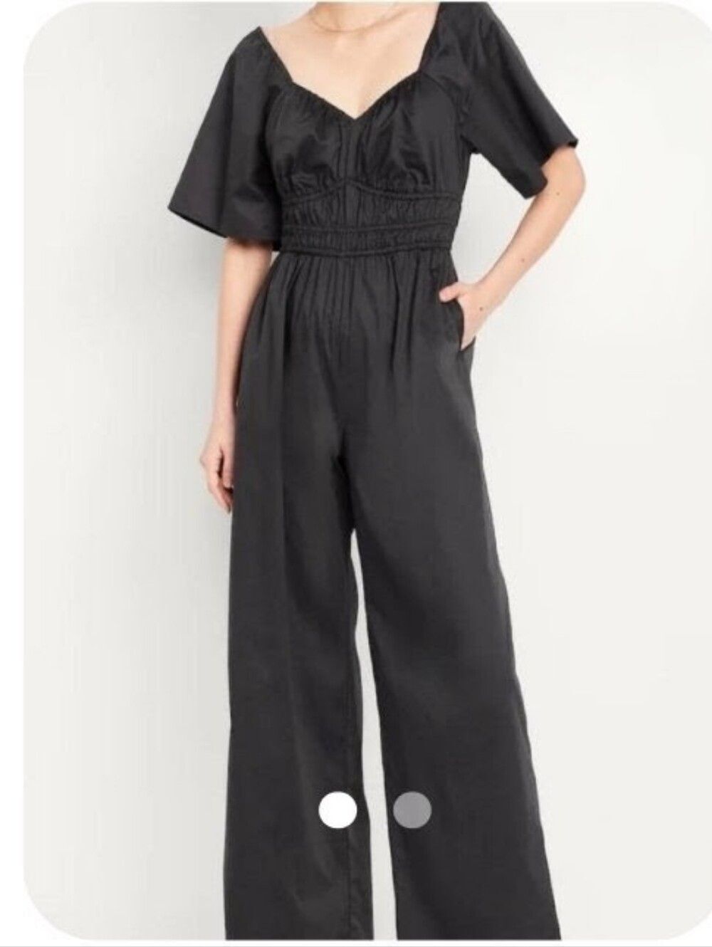 Old Navy L Jumpsuit Polished Cotton Sweetheart Smocked Top Short Sleeve